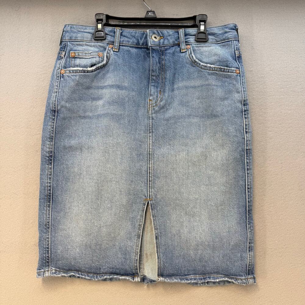 Pilcro and The Letterpress by Anthropologie Denim Skirt Women's 8 Blue Knee